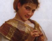 Jeune fille au crochet, Young girl crocheting.